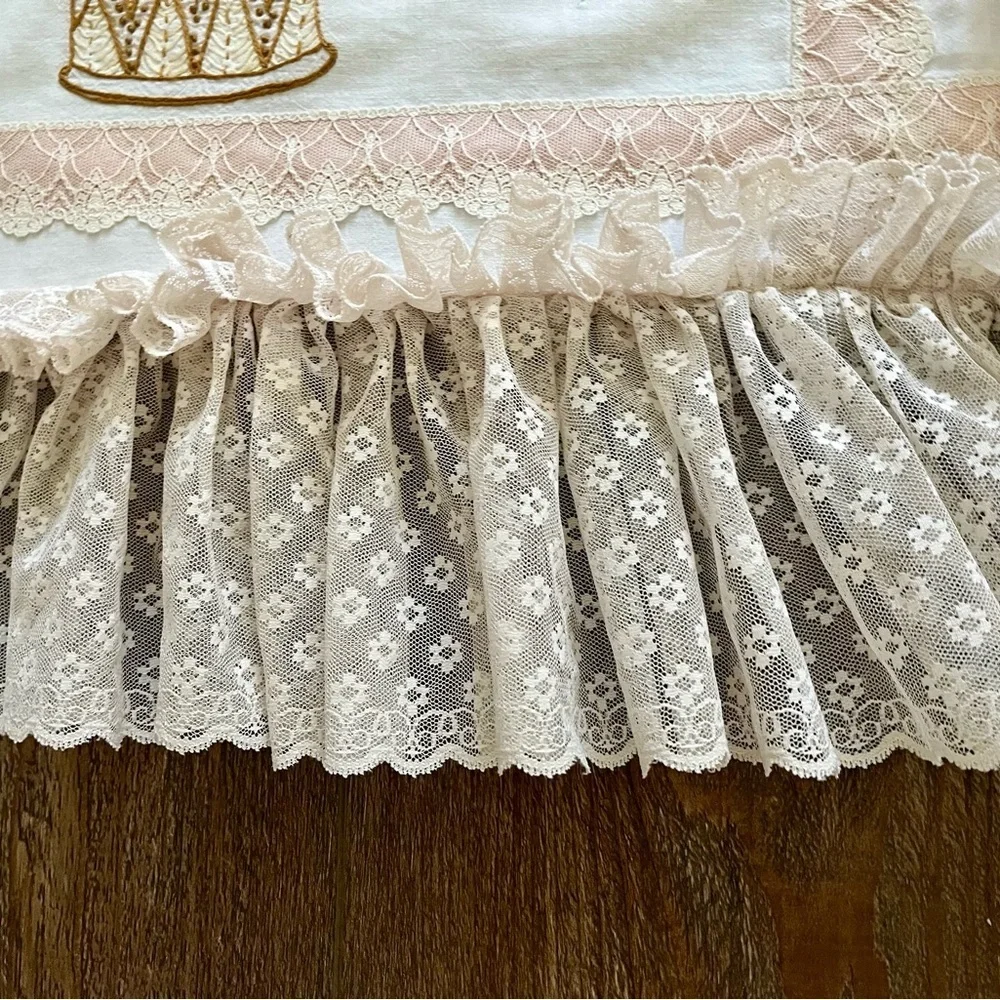 Floral Embroidered Ruffled Pillow 13/19 inches